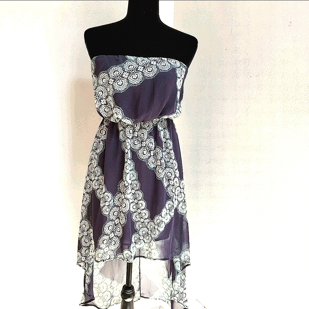 Bohemian Style Strapless High Low Dress By Hello Miss Size S